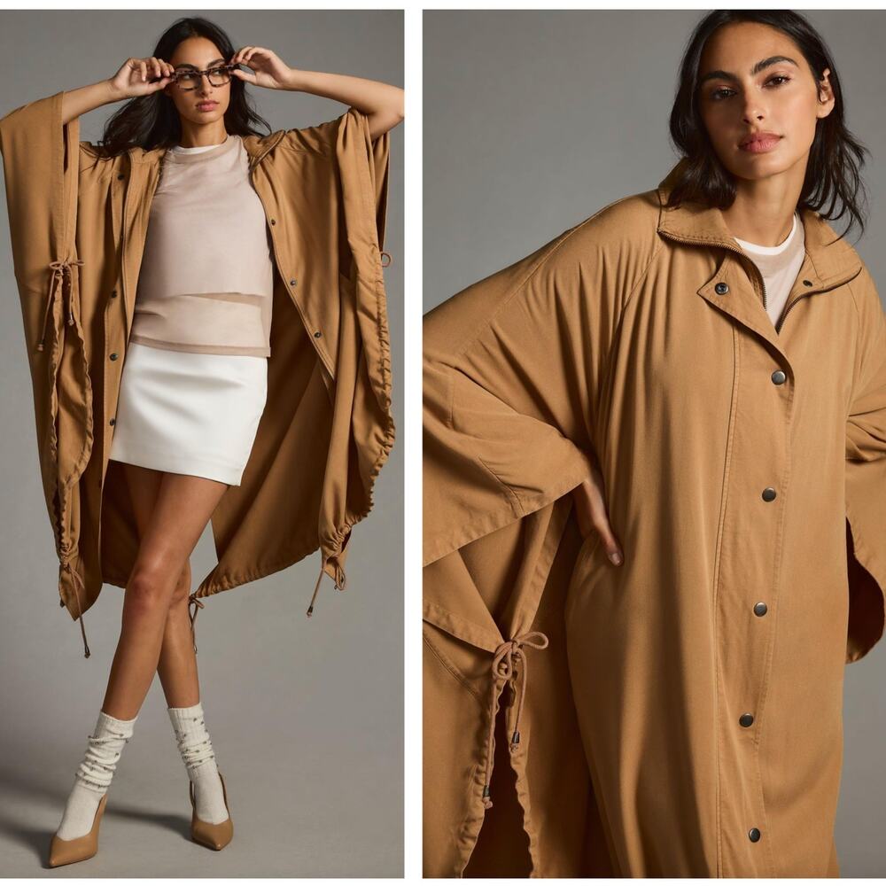 ANTHROPOLOGIE x PILCRO Khaki Utility Trench Jacket Tan One Size NWT {3B25} - Picture 3 of 3